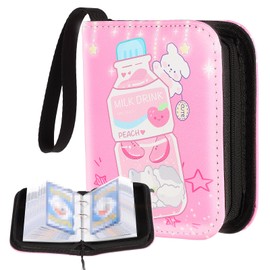 Small 1 Pocket Card Binder for Cards,Mini Trading Card Binder Holder Fits 80 Cards with 40 Removable Sleeves,Card Collection Binder Album Book Case for TCG,MTG,Sports Games (Bottle Cat)