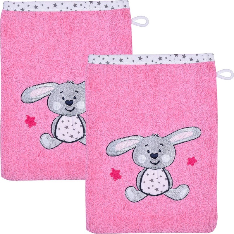 Wörner Wash Mitt Pack of 2 with Embroidery Hase Terry