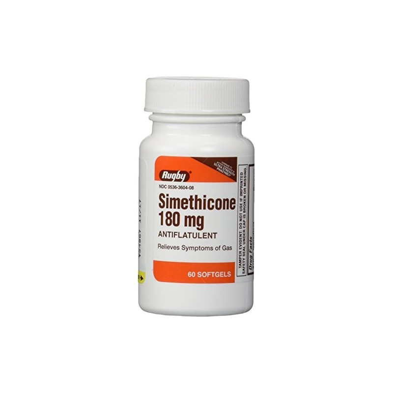 Rugby Ultra Strength Simethicone Gas Relief 180mg Softgels for Bloating