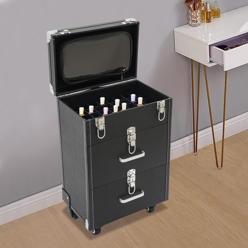YIYIONCE Rolling Makeup Train Case Upgraded Professional Makeup Case 3
