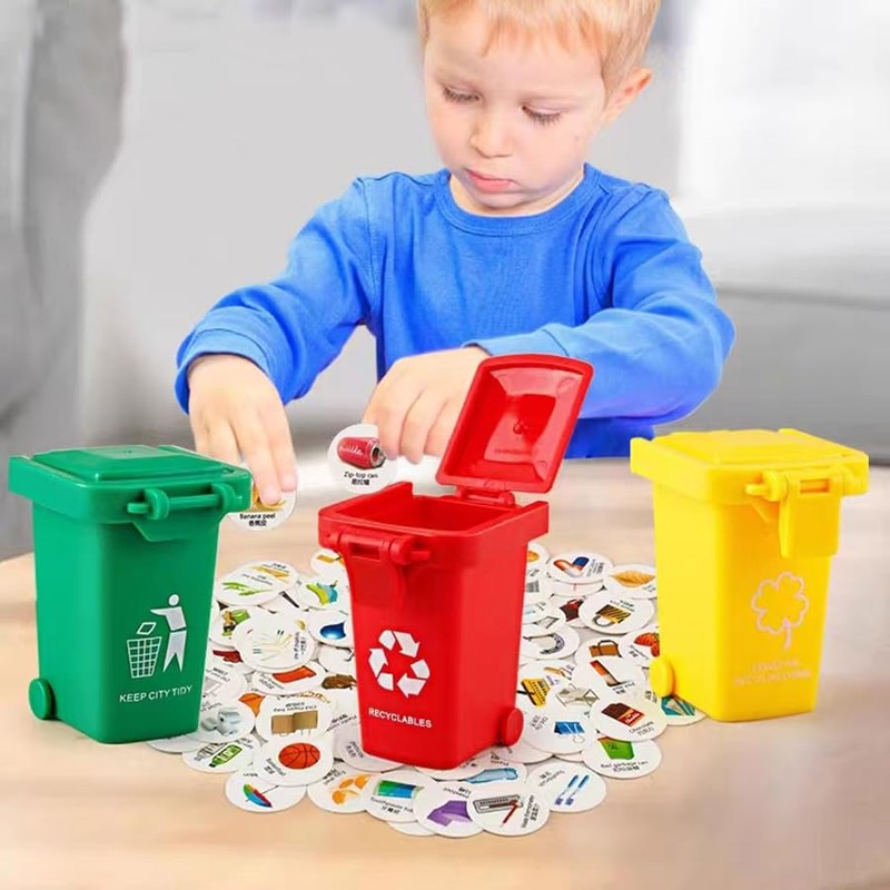 Generic 4Pcs Trash Can Toy Desk Top Mini Plastic Trash