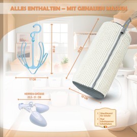 Set of Shoe Wash Bags Washing Machine with Shoe Stretcher & Shoe Hooks - Shoe Wash Bag, Accessories, Protection, Care & Cleaning - KLIENA HORIZONS - Trainers & Trainers Wash Bag for Men, Beige