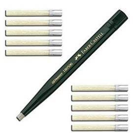 Faber-Castell 180300 Rotating Pen with Glass Eraser, Barrel Colour: Green + 10 Refills