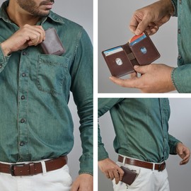 STILORD 'Levent' Mini Credit Card Holder Leather Slim Wallet - Small Genuine Leather Wallet Card Holder for 10 Cards - Credit Card Holder Wallet RFID - Men Women, Sonora - Cognac, Credit card sleeve