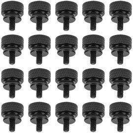 HELIFOUNER 20 Pieces 6-32 Thread, Black Color Anodized Aluminum Computer Case Thumbscrews, Thumb Screws for Computer Case/Cover/Power Supply/Hard Drives