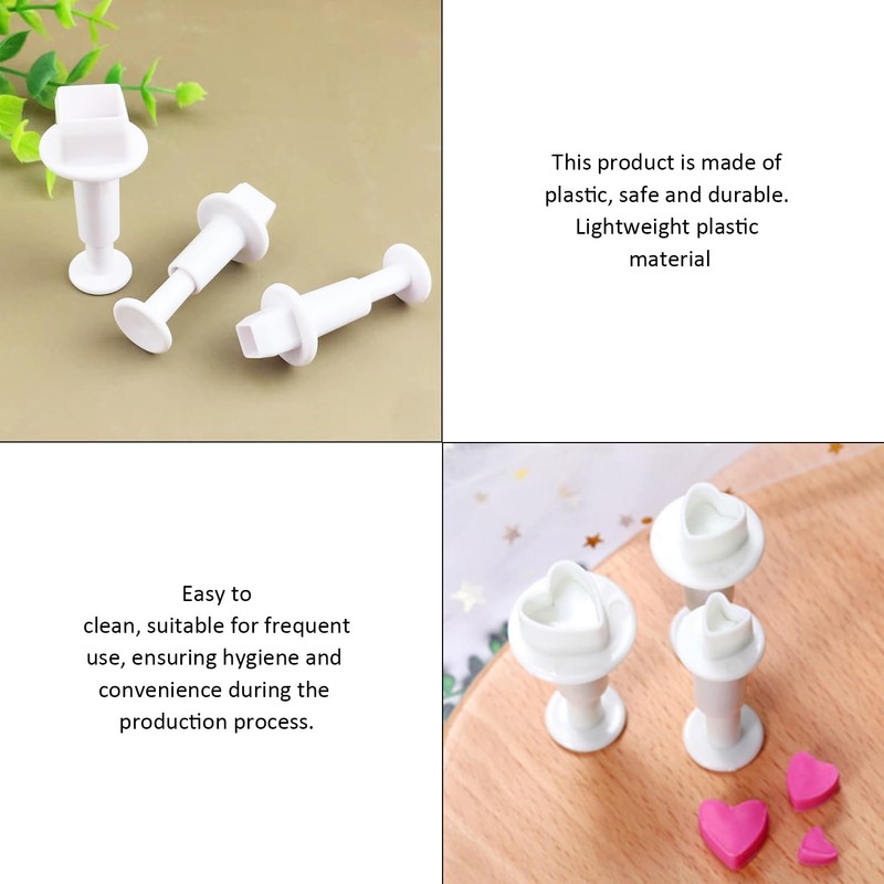 3 Heart Cookie Cutters, 3 Square Cookie Cutters, Heart Shaped