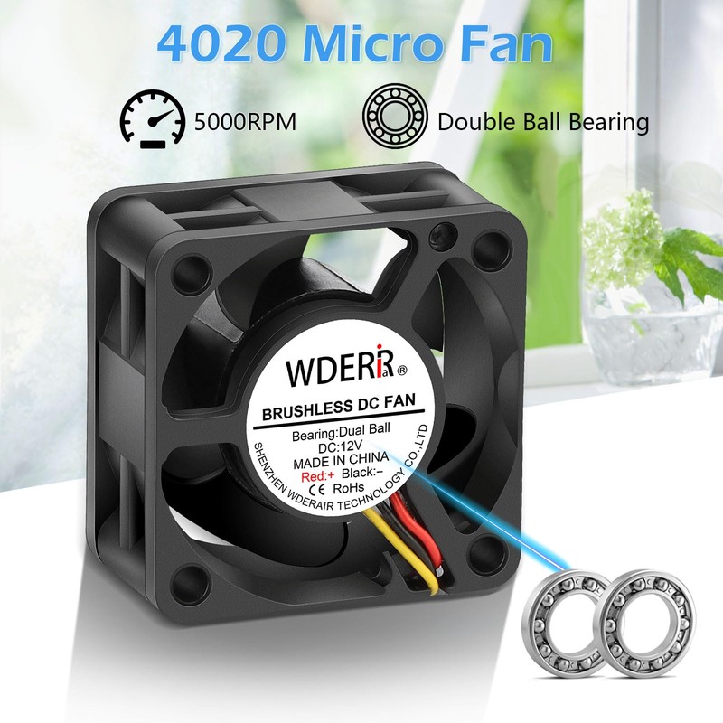 WDERAIR 40mm x 20mm Micro 12V Brushless 4PIN PWM High