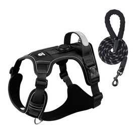 Waterproof and Breathable Dog Harness, Explosion-Proof Flush pet Harness, Adjustable Soft Padded pet Vest, Carrying Instant Control Handle, Reflective pet Vest for Easy Walking(Black, Small)