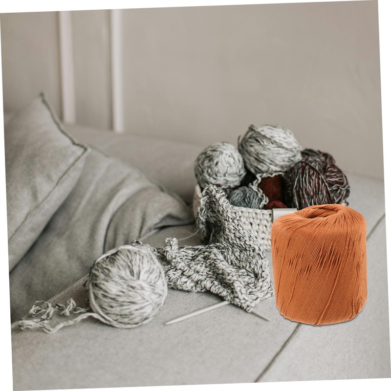 LALAFINA Light Brown Cotton Yarn Knitting Needles Craft Yarn DIY