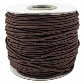CleverDelights 2mm Brown Fabric Elastic Cord - 10 Yards - Crafts Beading Jewelry Stretch Shock Cording