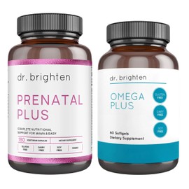 Dr. Brighten Dr. Brighten Prenatal Plus and Omega Plus Bundle for Pregnant or Nursing Mothers, Non-GMO, No Gluten, No Soy