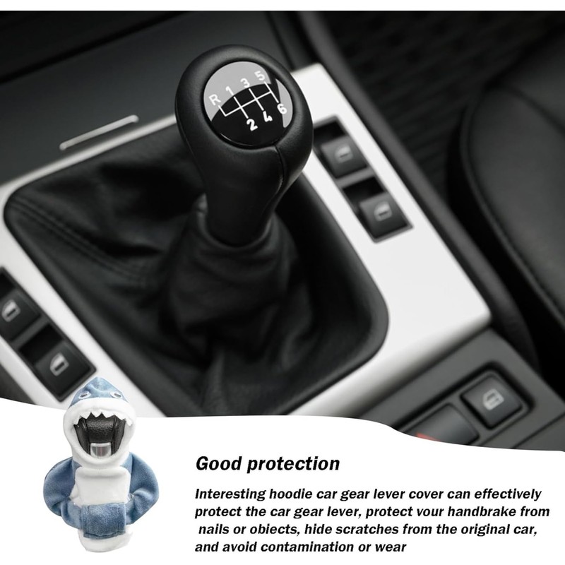 QIOON Mini Gear Shift Hoodie Shark Shift Knob Cover, Universal