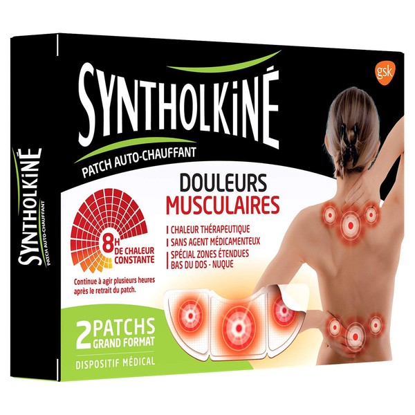 Syntholkiné Selbstwärmende Patches für Muskelschmerzen, Wärme, therapeutisch, groß, 1 Box mit 4 Patches