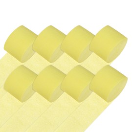 M METERXITY 8-Rolls Crepe Paper Streamer, 656ft Crepe Streamers Party Decorations for DIY/Halloween/Christmas/Party Supplies [Light Yellow-1.8 Inch x 82 Ft/Roll]