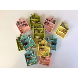 Wooden Mexican Mini China Cabinets Magnets. Set Of 4