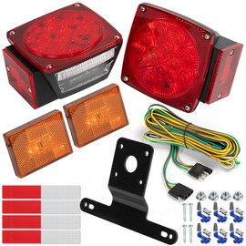 AUTO-GEKKO LED Trailer Light Kit - Stop Turn Tail License Brake Running Light Lamp, SAE/DOT Compliant, Waterproof IP68, 25ft Wiring Harness for Utility Trailers & Trucks