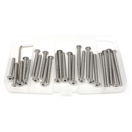 iExcell 25 Pcs M5 x 40/45/50/55/60 mm Stainless Steel 304 Hex Socket Button Head Cap Screws Bolts Assortment Kit