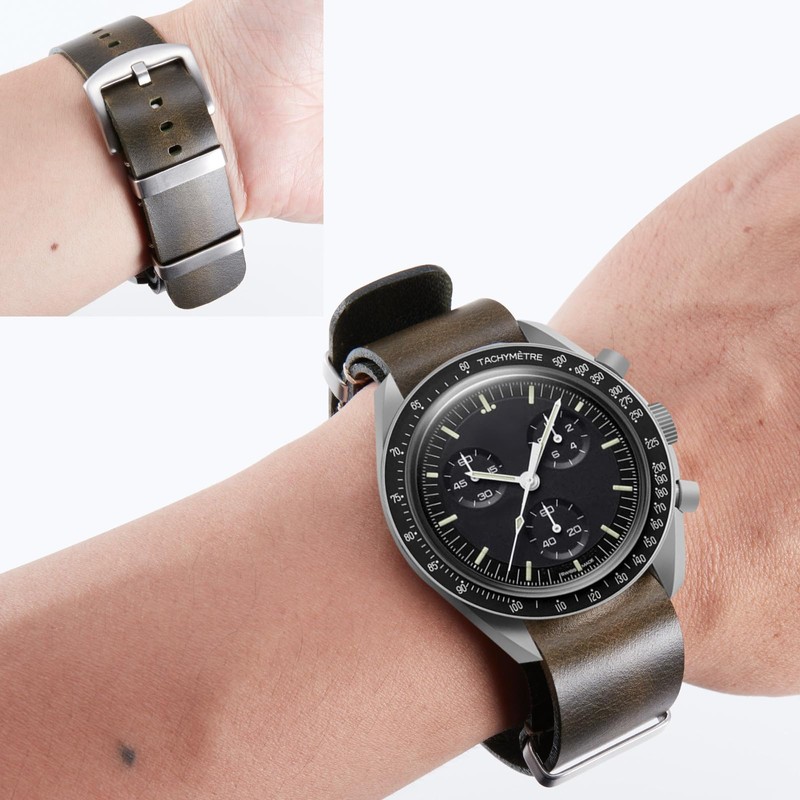 BINLUN Leather Watch Band Crazy Horse Oiled Leather Watch Straps