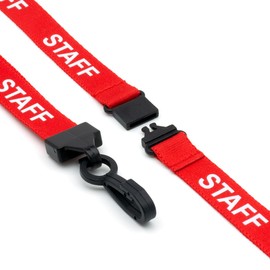 CKB Ltd® 20x Red STAFF LANYARDS Breakaway Safety Lanyard Neck Strap Swivel Metal Clip For ID Card Holder - Pull Quick Release Design