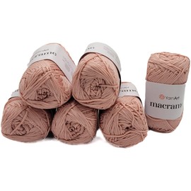 540 Gramm Ilkadim Export Macrame Polyester-Garn, 6x 90 Gramm, gesamt ca. 780m Lauflänge, Häkelgarn, Makramee Kordelgarn (altrosa 171)