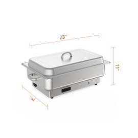 KYBOLT Electric Chafing Dish,Food Warmer and Servers,9QT Rectangular Buffet Set Stainless Steel with 1 Full-Size Pan & 2 Half-Size Pan, Temperature Control Display for Parties, Catering