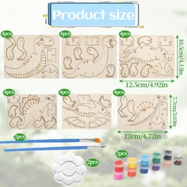 ZHAO GE 32 Pieces Dinosaur Wooden Craft Sets for Children, Wooden Craft Set, Children's Birthday Games 3D Puzzle Dino Birthday Gifts Girls Boys Children Craft Girls 4 5 6 7 8 9 10 Years