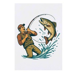 'Fisherman Big Catch' Temporary Tattoo - Water Resistant, Skin-Safe, Non-Toxic Transfer (TO00086227)