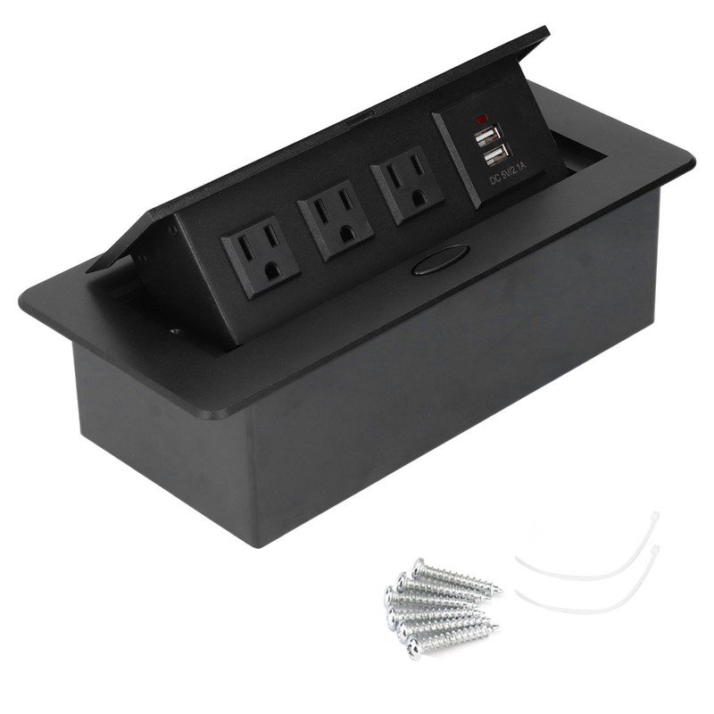 Power Socket Slow Opening Waterproof Modern Recessed Power Strip Desk