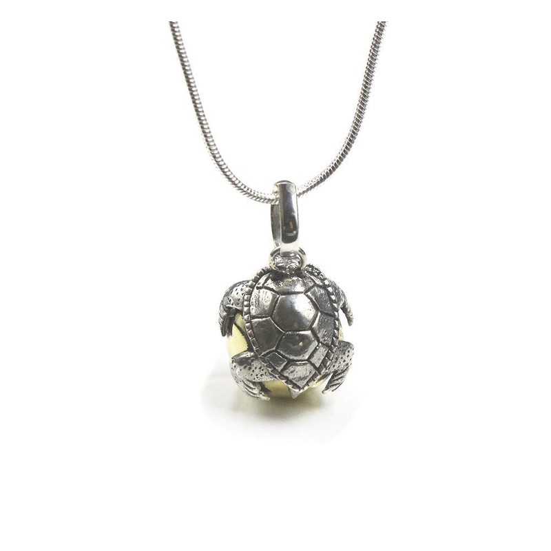 Solid Sterling Silver Turtle Harmony Ball Chime Pendant, Harmony Bola