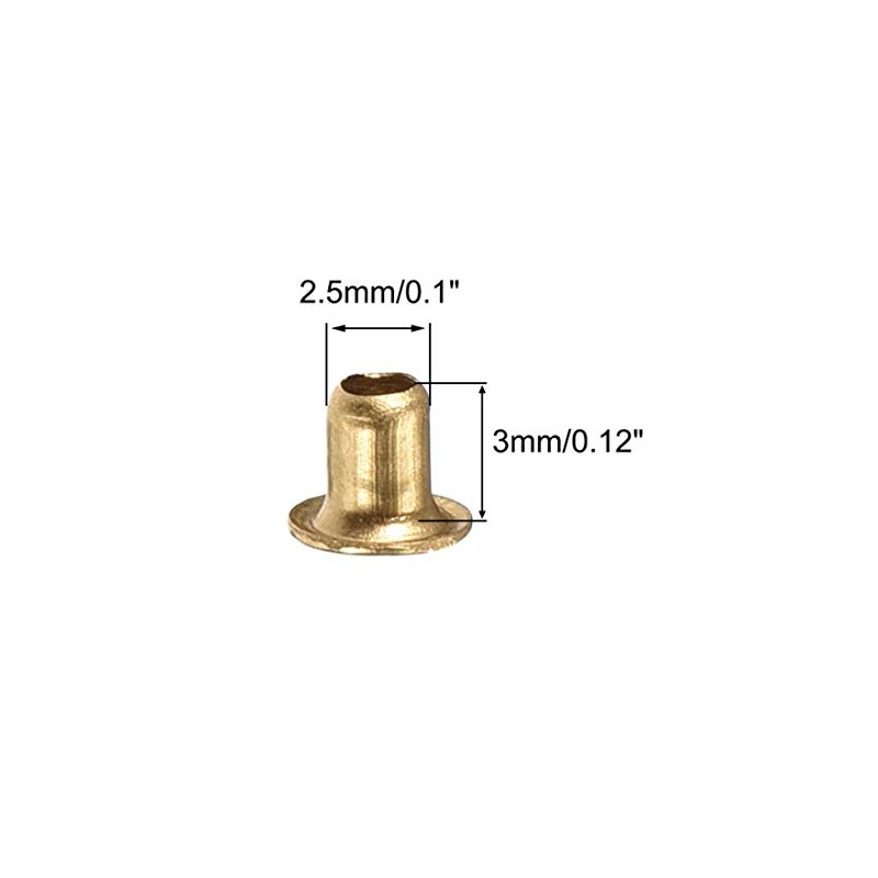 sourcing map Hollow Rivet,2.5mm x 3mm Through Hole Copper Hollow
