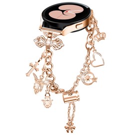 FitTurn Bling Watch Band Intended for Hero Band III Donerton, Popglory, CanMixs P22 & Motast Mugu Chalyh P36A P36B, AGPTEK LW31 Smart watch-Bling Metal Strap Jewelry Bangle Wrist Strap Bracelet Rhinestone Accessories (RoseGold)