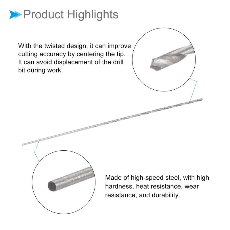 CoCud Mini Twist Drill Bit 0.7mm Drill Diameter 60mm Total