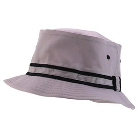 Armycrew Oversized XXL Roll Up Bucket Hat with Stripe Band - New Grey Black - 2XL