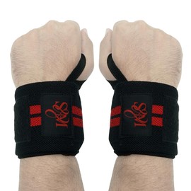 S&M Logistik Wrist Weightlifting Wraps for Bodybuilding, Rows, Weightlifting Curls & Dips, Bench Powerlifting, Wrist Support Gym Wrist Wraps, Lifting Wraps for Men & Women, Colour Black with Red Lines