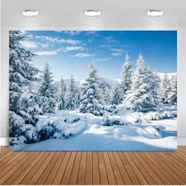DHXXSC 7X5FT Snow Fir Forest Backdrop Christmas Snow Backdrop Photography Studio Backdrop Winter Snow Background Xmas Backdrop DH-147