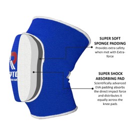 Protective Knee Pads | Elasticated Gel Padded Knee Support Sleeves for Work, Gardening, and Sports | Thick Poly-Cotton, Anti-Slip, Comfortable Knee Pads for Men & Women (Blue, S/M)