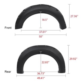 G-PLUS Fender Flares Wheel Cover Front and Rear 4pcs Compatible with Ford F150 2009-2014 Styleside 67.0"/78.8"/97.4" Bed Only (NOT Fit Platinum & Raptor models) Pocket Rivet Style Textured Black