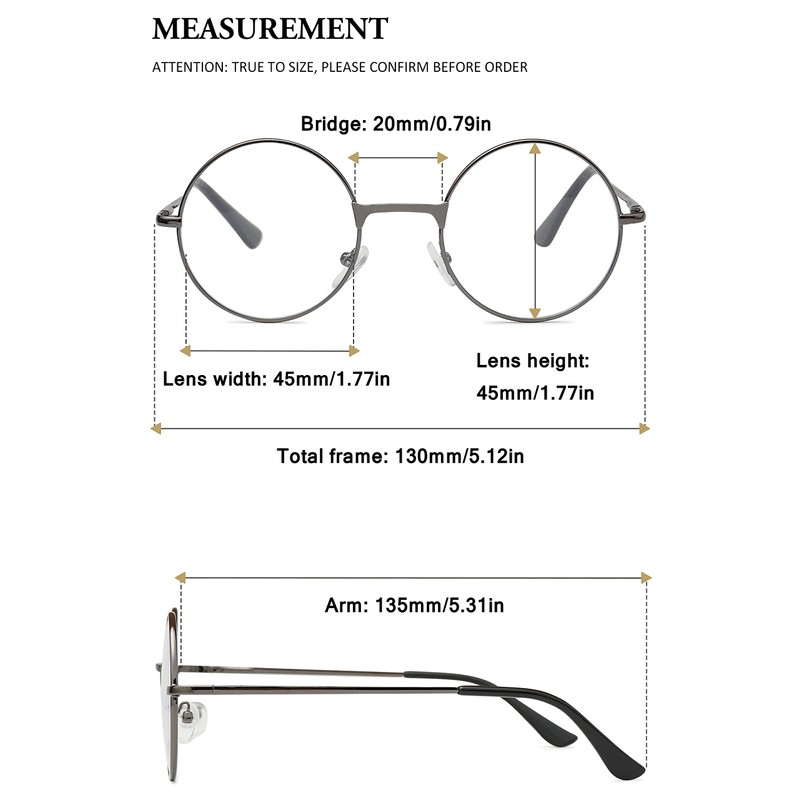 VEVESMUNDO Nickelbrille Lesebrille Runde Retro Klein Metall Lesehilfe Brille Für