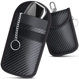 Caslord Keyless Go Protection Car Key, Faraday Key Bag Signal Blocker Bag, Anti-Hacking RFID 2 Pack