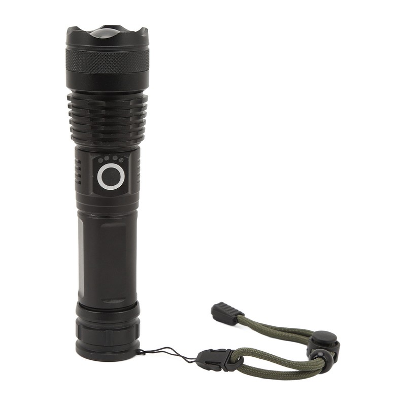 Strong Light Flashlight Aluminum Alloy USB Rechargeable Telescopic Zoom White