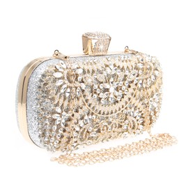 DA BODAN Womens Sparkly Rhinestone Crystal Clutch Bag Glitter Sequin Bridal Purse Evening Handbag for Wedding Party Prom