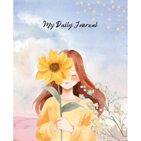 My Daily Journal: Primary Composition Notebook: Girl with Flower