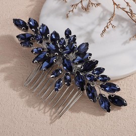 Rumtock Dark Blue Rhinestones Headpiece Hair Comb for Women Wedding Hair Accessories Special Occasion Jewelry (Dark Blue)