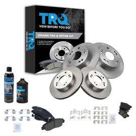 TRQ Front and Rear Brake Pad & Rotor Kit Brake Chemical Kit Brake Pads Brake Rotor Ceramic Compatible with 2006-2011 Honda Civic