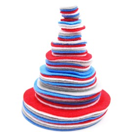 Playfully Ever After Gray, Militia Blue, Red & White Craft Felt Circles (Mixed Size Pack - 56pc)