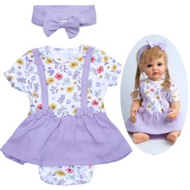 Baby Doll Clothes Floral Dress + Bow Headband Girl Doll Clothing