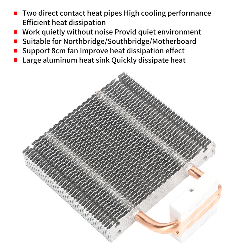 Motherboard Northbridge Heatsink 2 Heat Pipe Chipset Cooling Fan Desktop