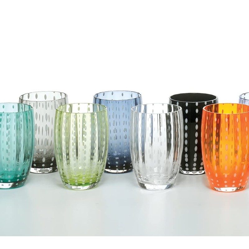 Zafferano Perle Glass Tumbler Transparent 11oz (Set of 2)