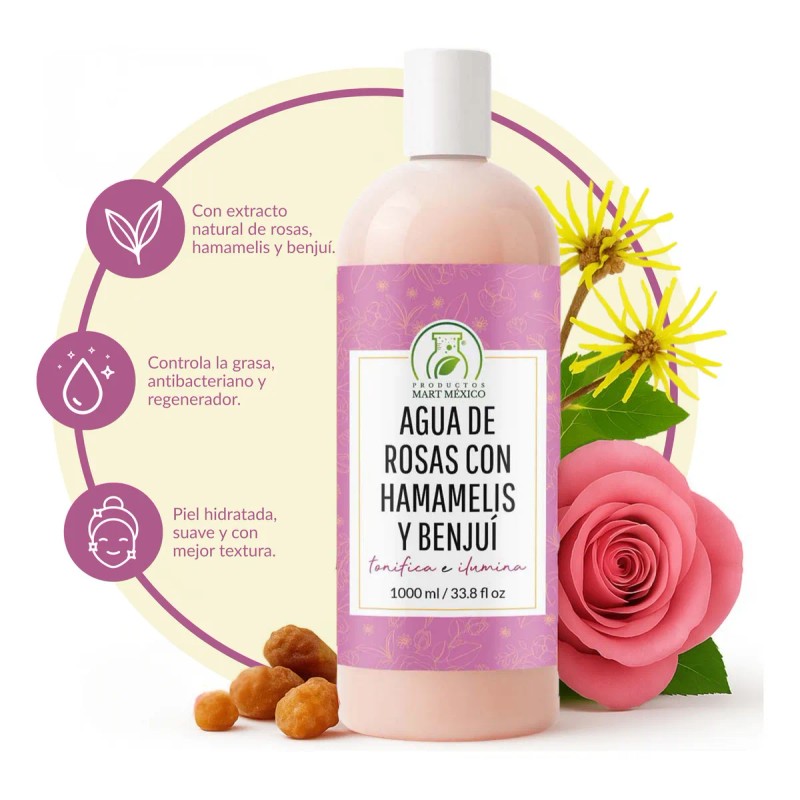Productos Mart Mexico Agua Rosas Hamamelis Benjuí Tónico Piel Mixta