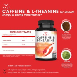 Vali Cafeína 50mg Y L-teanina 100mg Energía Y Enfoque